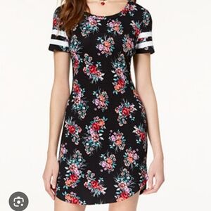 Bobbie Brooks Dark Floral Short Stadium Sleeve Shift Dress size S
